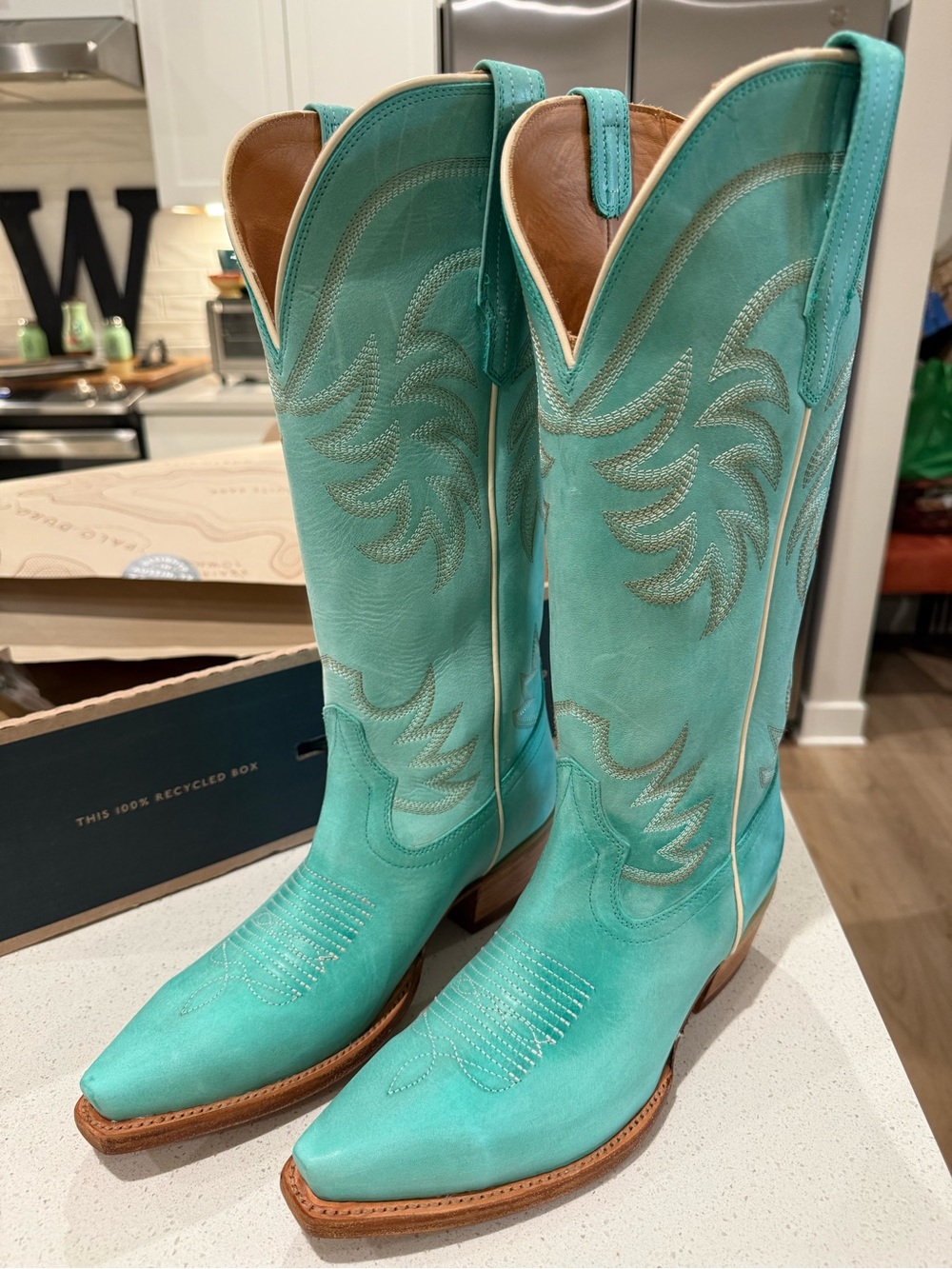 Tecovas Annie Turquoise NWT Leather Western Boots